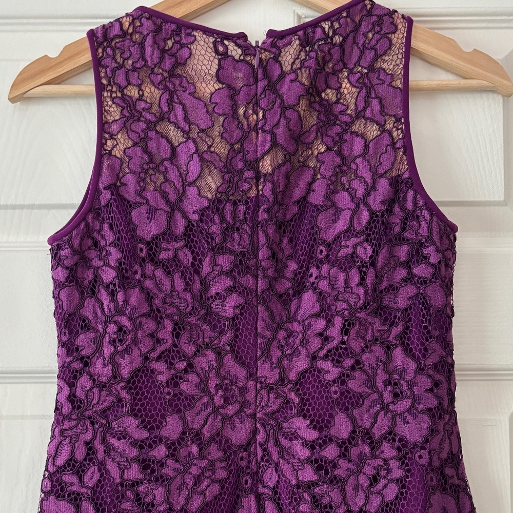 Ralph Lauren Melia Floral Lace Sheath Dress - Plum Purple Size 0P - Picture 7 of 10